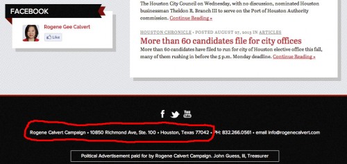 rogene calvert campaign address