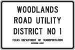 Woodlands Road Utility District sign