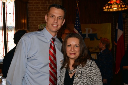 Ag Commissioner candidate J. Allen Carnes with Downtown Houston Pachyderm Club President Sophia Mafrige