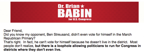 Dr. Brian Babin Campaign Email