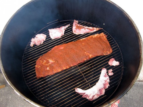 Ribs and trimmings on the pit.