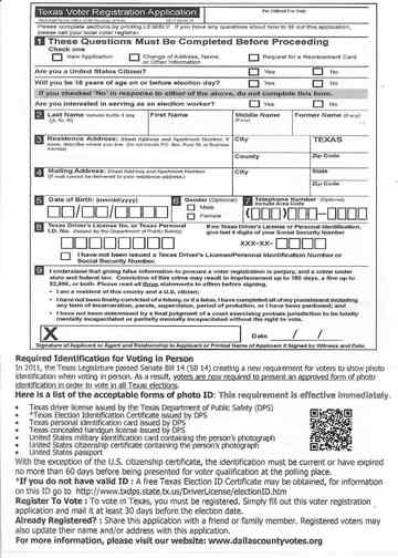 texas voter registration card